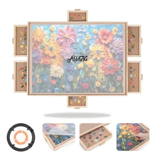 ALL4JIG Rotating Puzzle Board with 6 Drawers & Cover, 5.33 kg (11.75 lb) | Non-Toxic, ASTM-Tested for Adults & Kids thumbnail 1