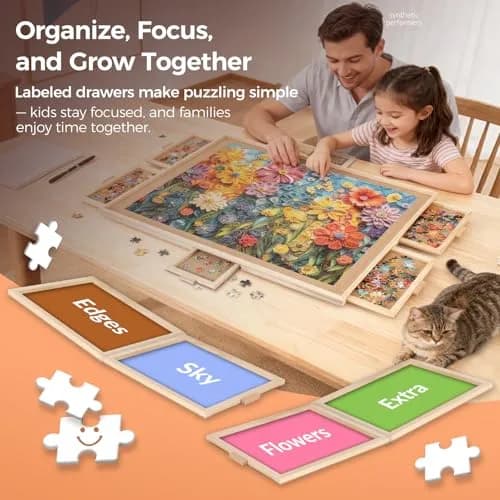 ALL4JIG Rotating Puzzle Board with 6 Drawers & Cover, 5.33 kg (11.75 lb) | Non-Toxic, ASTM-Tested for Adults & Kids thumbnail 3
