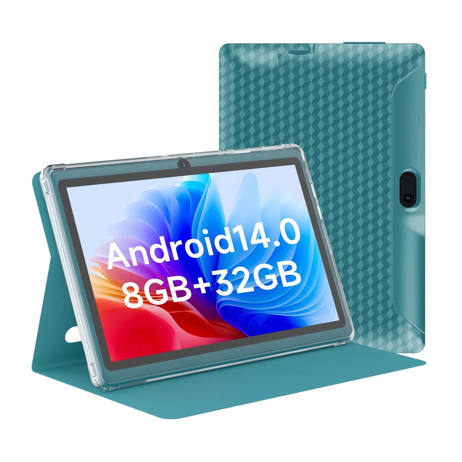 HOTTABLET 7-Inch Android 14 Tablet with Case, 8GB RAM (3+5GB Expand) + 32GB ROM, IPS Screen, Dual Camera, WiFi (Navy)