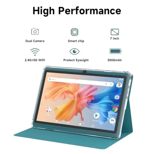 HOTTABLET 7-Inch Android 14 Tablet with Case, 8GB RAM (3+5GB Expand) + 32GB ROM, IPS Screen, Dual Camera, WiFi (Navy) thumbnail 4