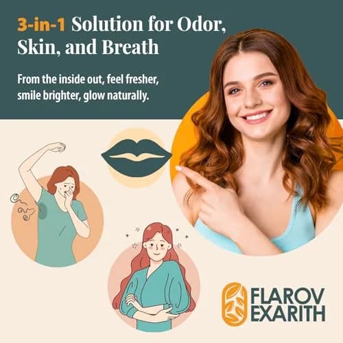 Flarovexarith Women's Body Deodorizing Supplement – Chlorophyll Capsules for Odor, Breath & Gut Detox (60 Caps) | Vegan with Matcha & Apple Cider Vinegar thumbnail 4