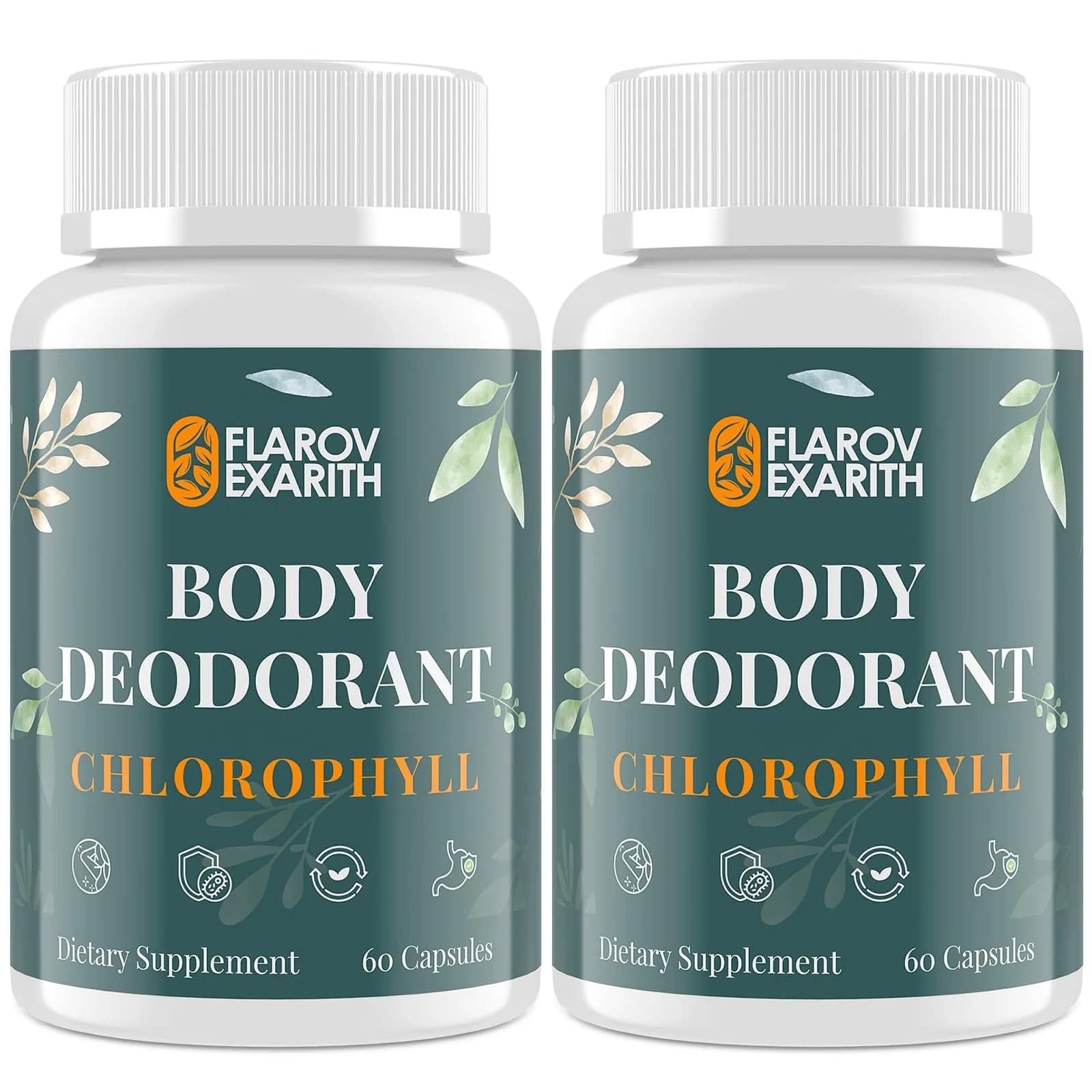 Flarovexarith Body Deodorizing Supplement – Chlorophyll Capsules for Body Odor, 120 Count | Natural Deodorizing Formula