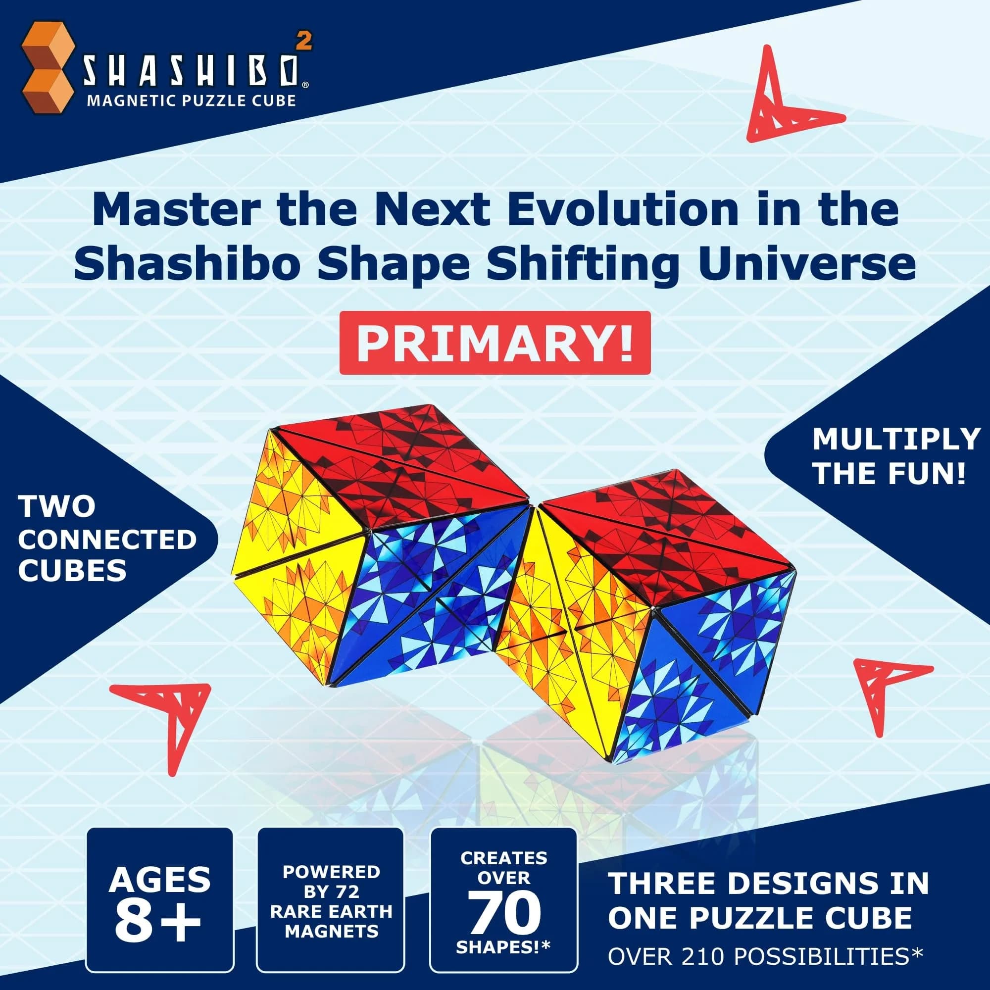 Shashibo Sensory Fidget Toy for Adults & Kids, Primary (ICOSA) | Shape Shifting Cube for Stress Relief thumbnail 2