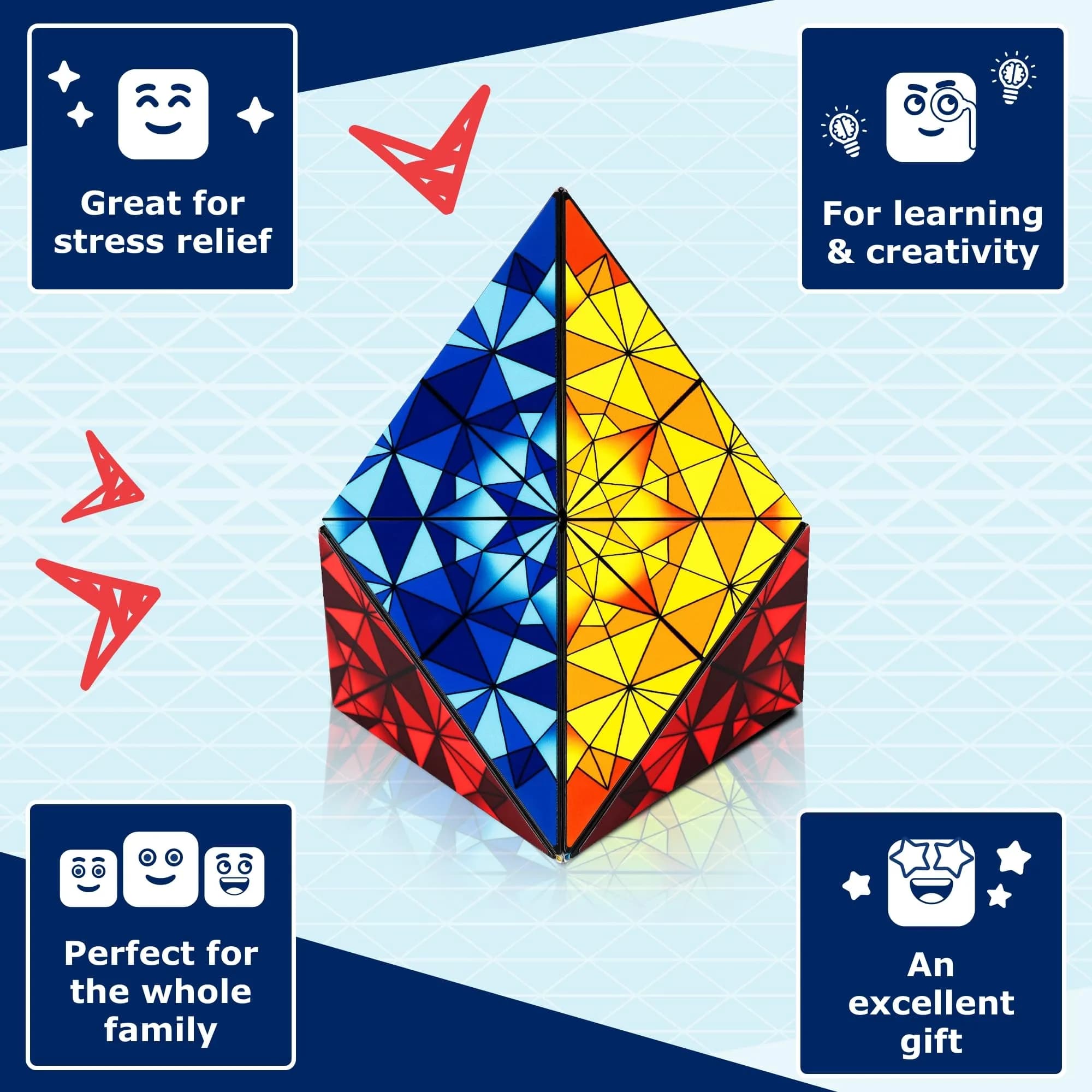 Shashibo Sensory Fidget Toy for Adults & Kids, Primary (ICOSA) | Shape Shifting Cube for Stress Relief thumbnail 3