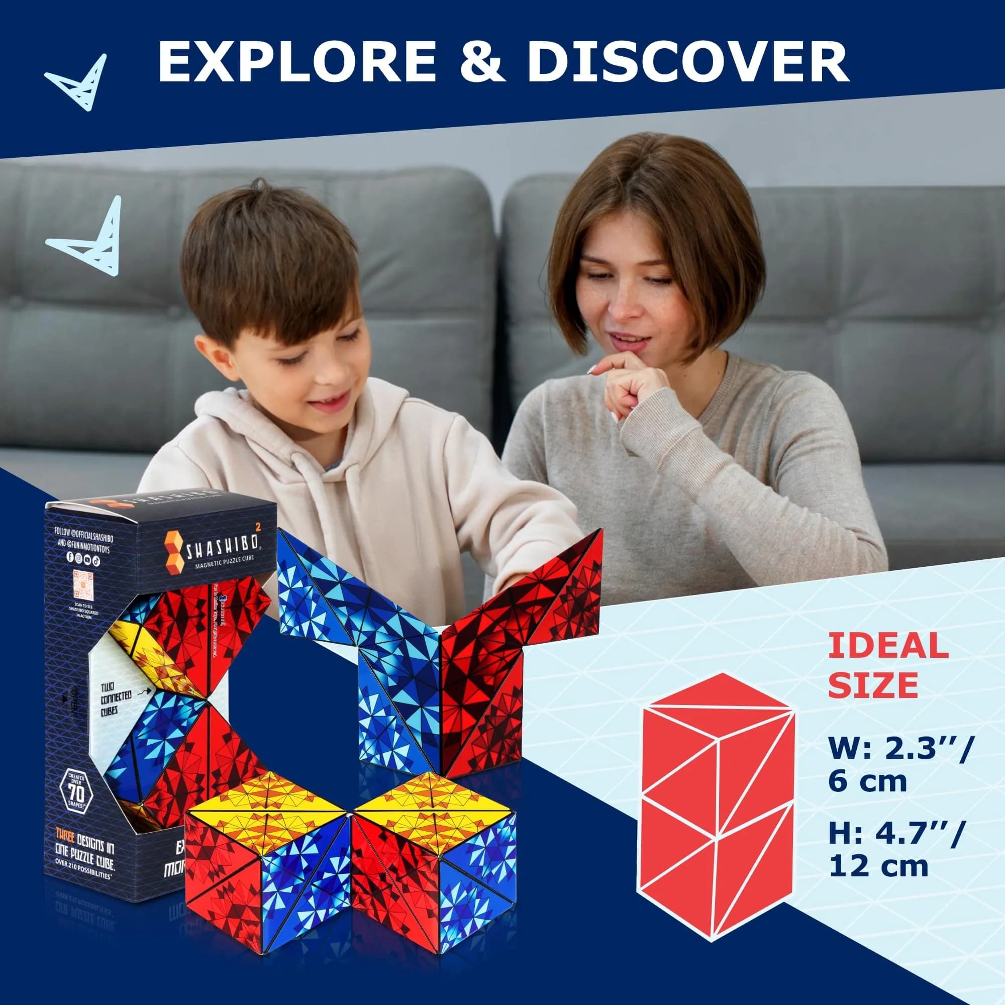 Shashibo Sensory Fidget Toy for Adults & Kids, Primary (ICOSA) | Shape Shifting Cube for Stress Relief thumbnail 4