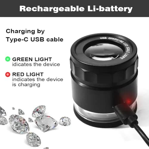 Koparneed 10x Jewelers Loupe Rechargeable with UV & LED Lights | Adjustable Focus for Gemstones & Jewelry Inspection thumbnail 6