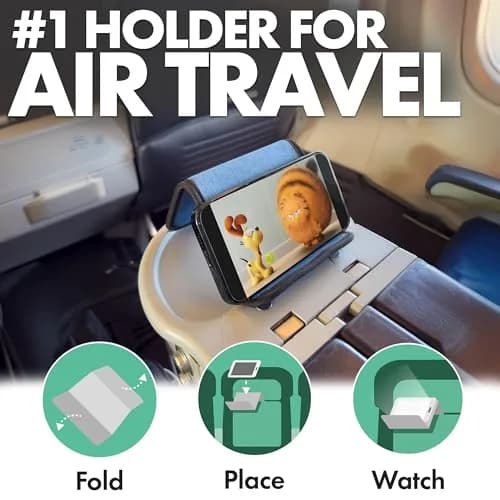 Flight Flap Airplane Phone Holder - Foldable Phone Stand for Plane Travel | Durable Denim, Lightweight & Travel-Friendly (70-120 chars) thumbnail 2