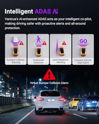 VANTRUE S1 Pro 2.7K STARVIS 2 Mini Dash Cam Front, ADAS AI Car Camera | 158° Wide, Night Vision, GPS, Wi-Fi thumbnail 2