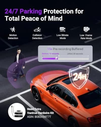 VANTRUE S1 Pro 2.7K STARVIS 2 Mini Dash Cam Front, ADAS AI Car Camera | 158° Wide, Night Vision, GPS, Wi-Fi thumbnail 3