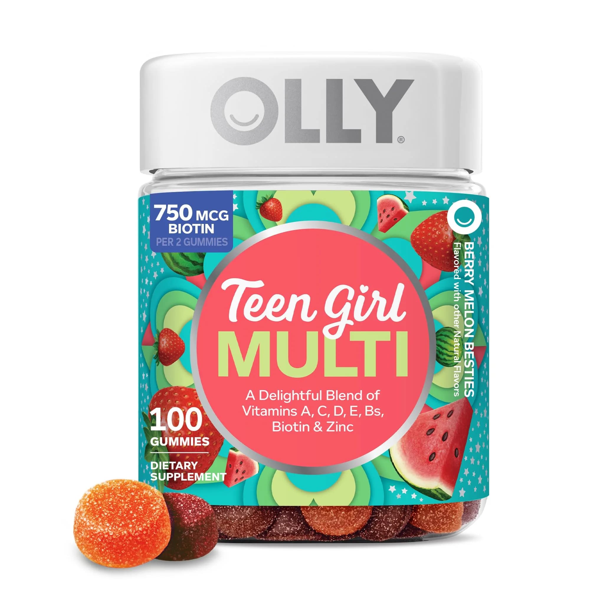 OLLY Teen Girl Multi Gummy Vitamins 100 Count | Supports Healthy Skin and Immune System