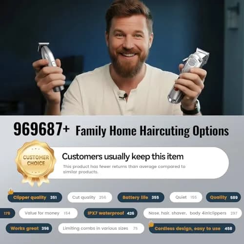 Jack & Rose Hair Clippers for Men Set 4-in-1 | Cordless Professional Hair Trimmer with LED Display thumbnail 5