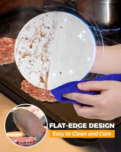 HULISEN Stainless Steel Burger Press 6.2-Inch Round | Effortless Crispy Patties with Wooden Handle thumbnail 4