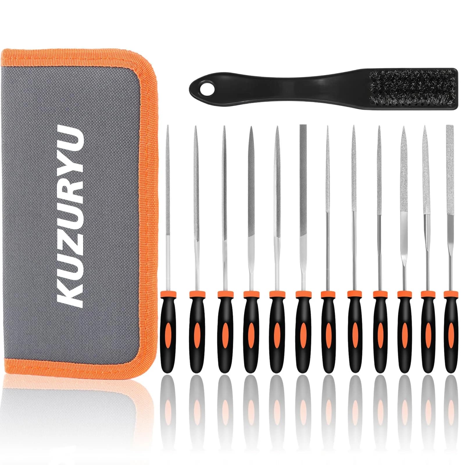 KUZURYU Needle File Set - 14PCS Small Diamond & Steel Files for Jewelry, Wood & Metal Crafting | Durable & Portable (150mm)