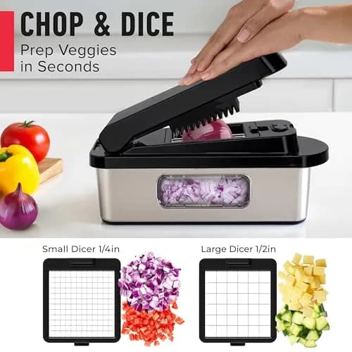 JANSKA Pro-Series 10-in-1 Stainless Steel Multi Vegetable Chopper & Mandoline Slicer | 1.13 kg (2.5 lb) Stainless Steel/Black thumbnail 4
