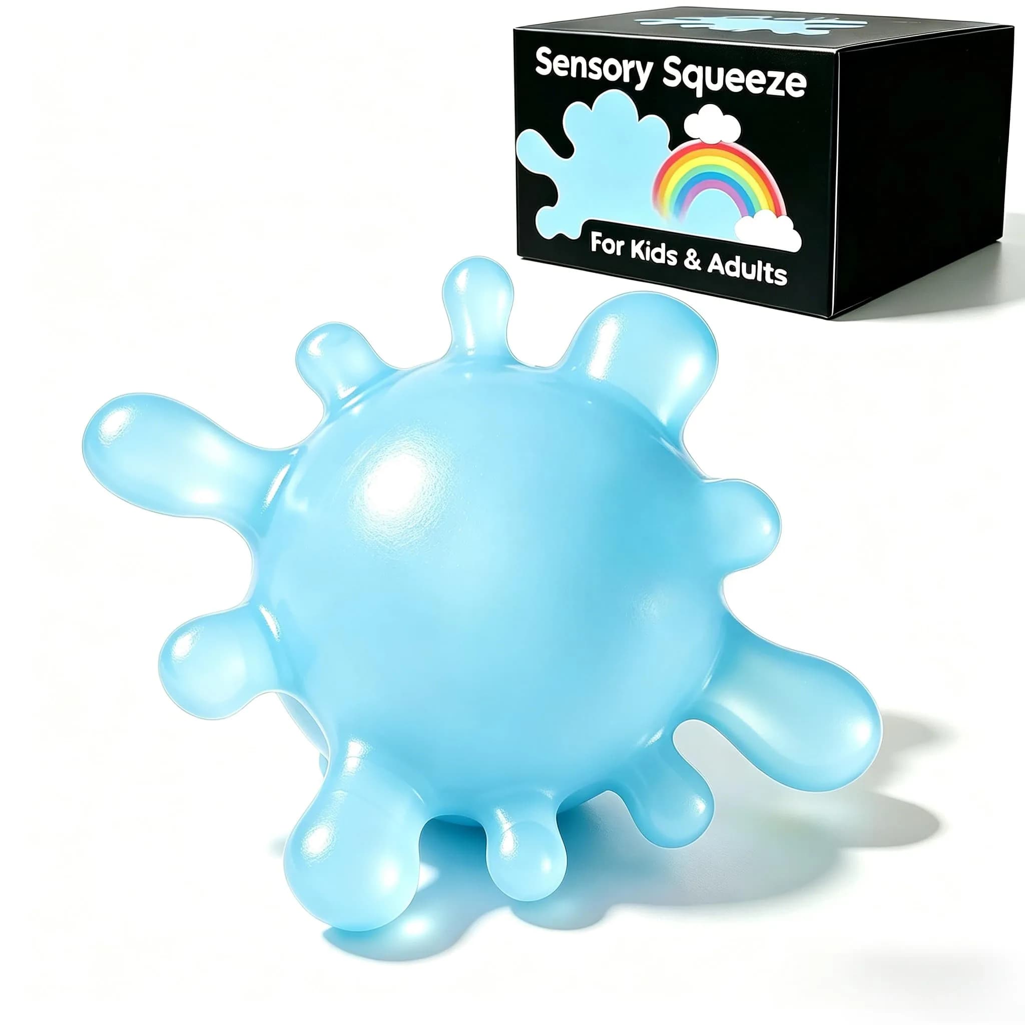 Drephere Purple Ice Cube Stress Ball 5.6cm (2.2 inches) | Non-Toxic Sensory Toy for Kids & Adults — Blue Ball