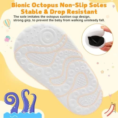 FEETCITY Baby Walking Shoes Wide Infant Sneakers Lightweight Black | Safe & Breathable for First Steps thumbnail 8