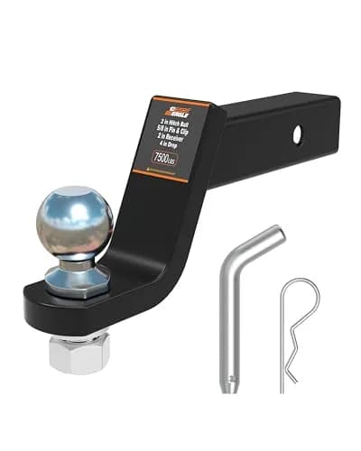 DEEAGLE 2-inch Ball Hitch with Pin, 4-inch Drop, 7500lbs GTW | Heavy Duty Steel Trailer Ball Mount thumbnail 1