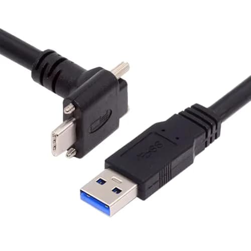 JSER USB 3.1 Type-C Dual Screw Locking Data Cable 2.0M | Secure Angled Connection for Camera thumbnail 1
