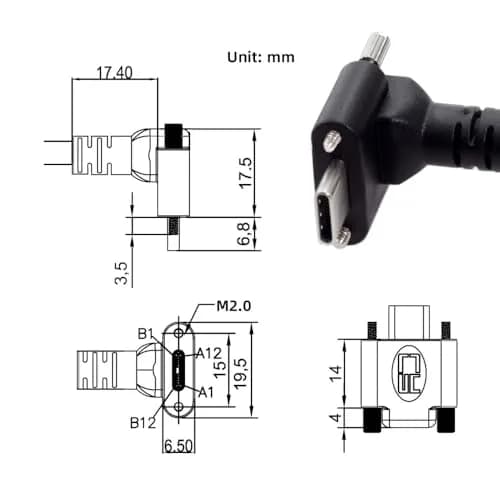 JSER USB 3.1 Type-C Dual Screw Locking Data Cable 2.0M | Secure Angled Connection for Camera thumbnail 5