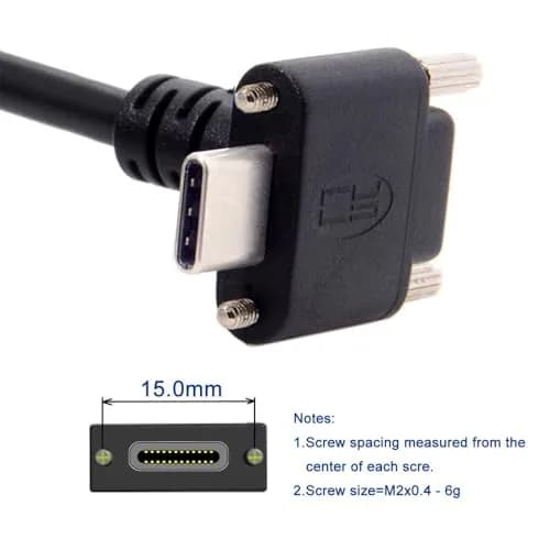 JSER USB 3.1 Type-C Dual Screw Locking Data Cable 2.0M | Secure Angled Connection for Camera thumbnail 3