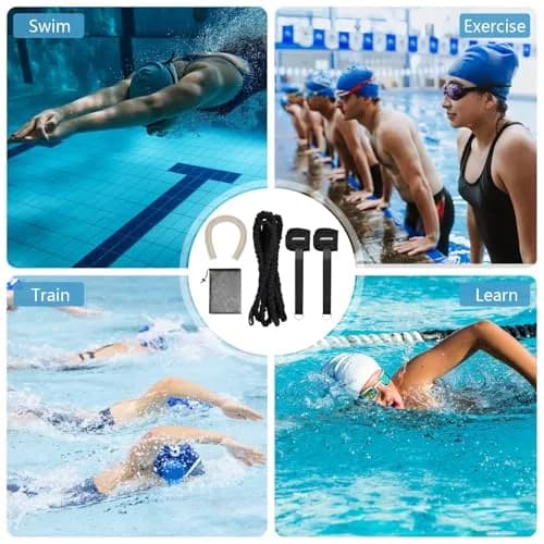 Hikeen Swim Ankle Straps 2-Pack | 4m Tether with Metal Buckle & Bumper Strips for Stationary Swim Training thumbnail 7