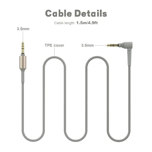 Toeasor Replacement Audio Cable 1.5m (4.9ft) for Sony WH-1000XM5/XM4 Headphones | Hi-Fi Sound Transmission thumbnail 5