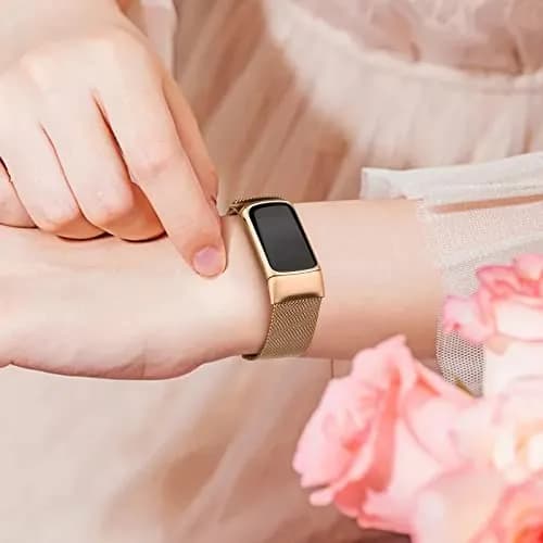 Meliya Fitbit Charge 6 Bands Stainless Steel Mesh Loop Rose Gold | Adjustable Magnetic Wristband thumbnail 5
