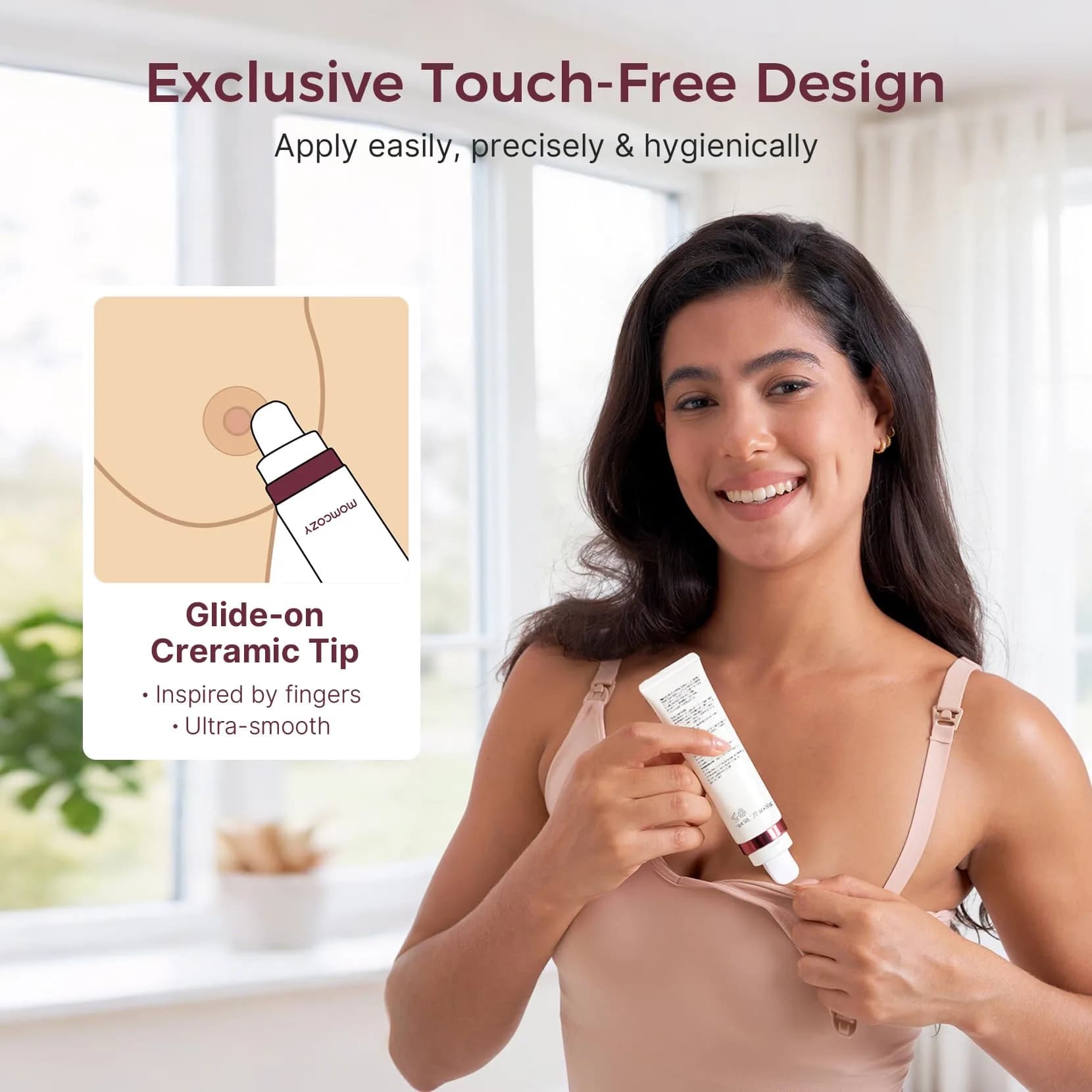 Momcozy Cooling Nipple Cream with Ceramic Applicator, Safe for Breastfeeding, 1.76oz | Plant-Based Relief for Cracked Nipples thumbnail 2