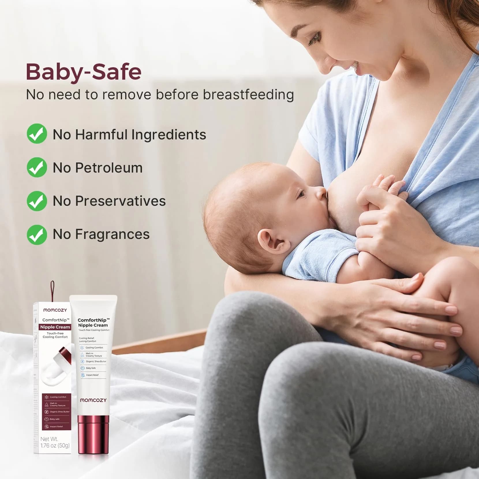 Momcozy Cooling Nipple Cream with Ceramic Applicator, Safe for Breastfeeding, 1.76oz | Plant-Based Relief for Cracked Nipples thumbnail 5