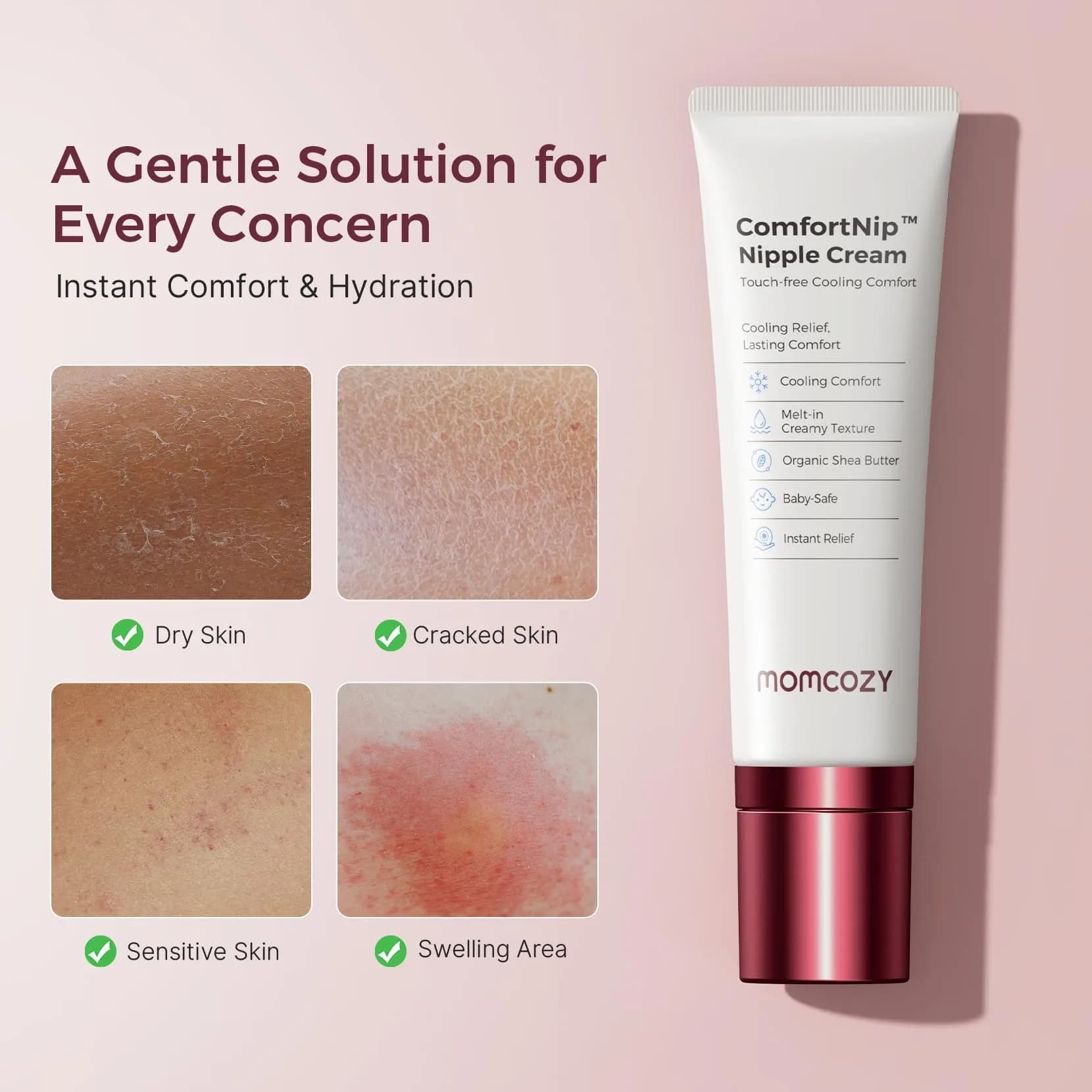Momcozy Cooling Nipple Cream with Ceramic Applicator, Safe for Breastfeeding, 1.76oz | Plant-Based Relief for Cracked Nipples thumbnail 6
