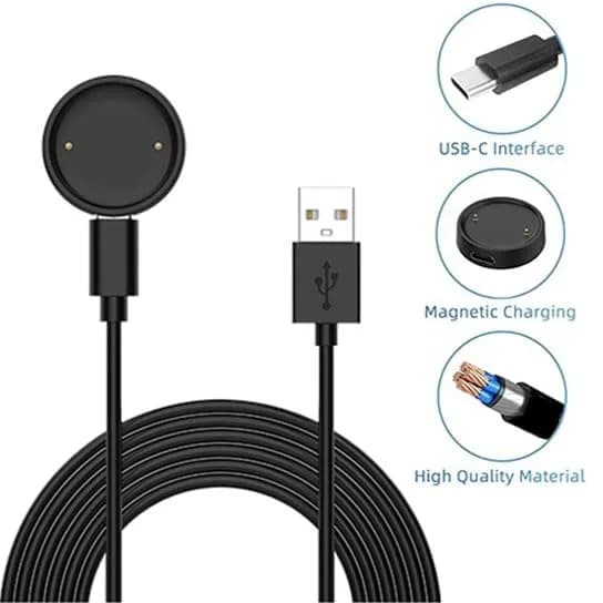 Xininyia 2-Pack Magnetic Smartwatch Charger Cable for Amazfit Bip 6/Active 2 Square, 100cm | Fast Charging Dock thumbnail 3