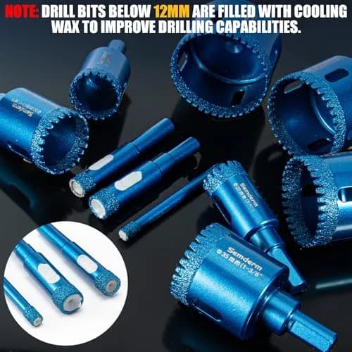 Semderm Diamond Hole Saw Kit 6mm-50mm (0.23in-1.97in) | Cuts Tile, Glass, Stone, Ceramic thumbnail 4