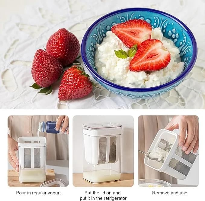 HOXXU Greek Yogurt Strainer 1800ml (1.9L) Fine Mesh Stainless Steel & BPA-Free Plastic with Lid | Homemade Greek Yogurt Maker thumbnail 10