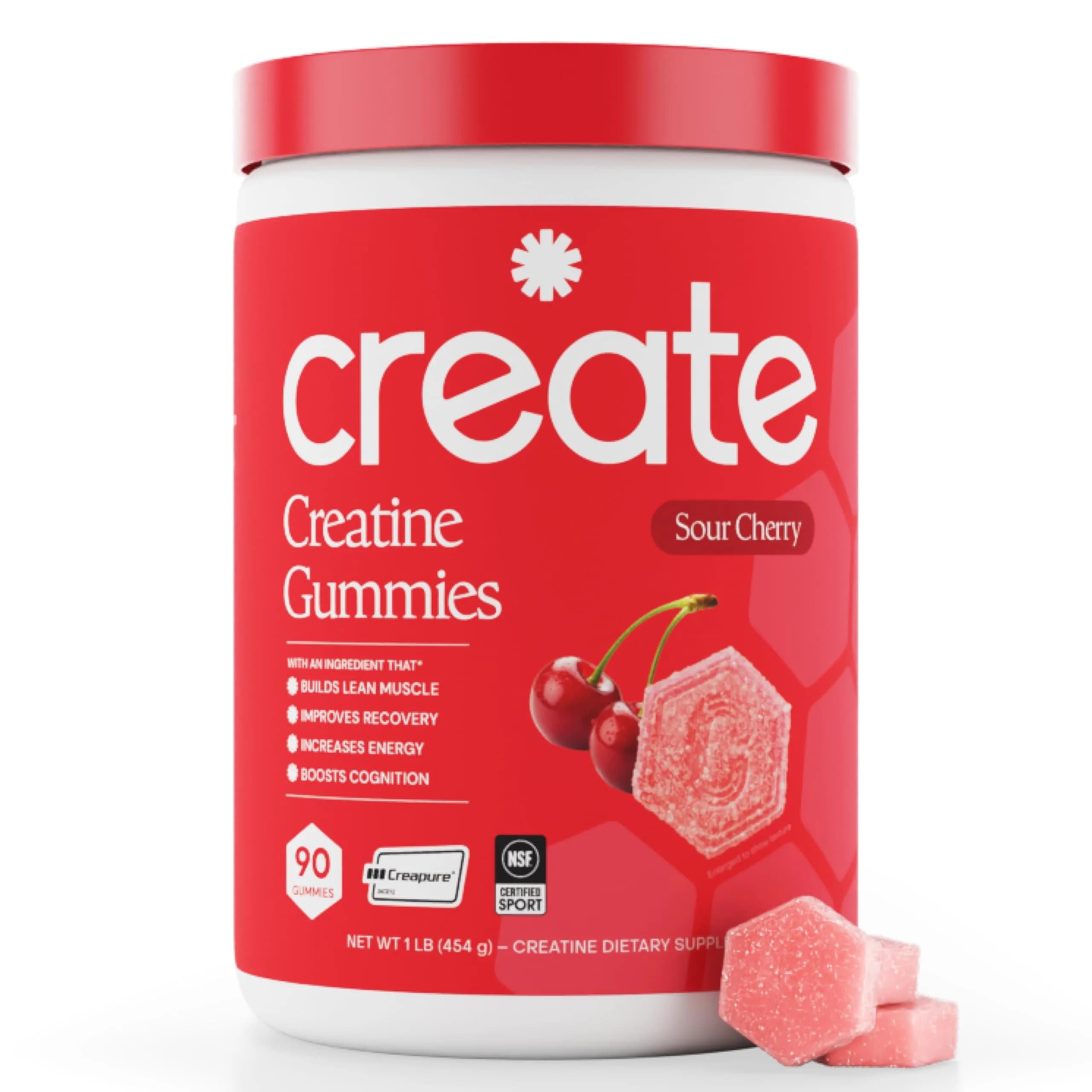 Create Creatine Monohydrate Gummies for Men & Women, Boost Focus, Strength, and Endurance, Anti-Melting Formula, Vegan, Gluten-Free, Non-GMO, 1.5g of Creatine per Gummy (90 Count)
