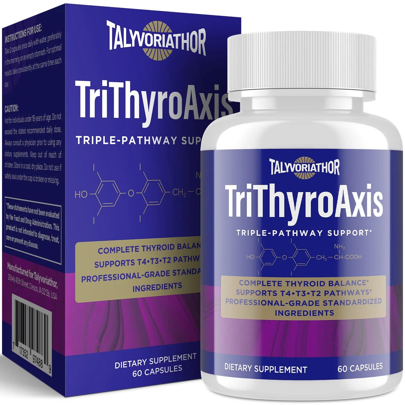Talyvorlathor Thyroid Support Supplement for Women & Men – Triple-Pathway Metabolism & Energy | 60 Capsules