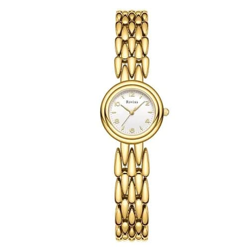 Rovixs Petite Vintage Women Watch, Japanese Quartz, Elegant Retro Water Resistant | Classic Design for Small Wrists thumbnail 2