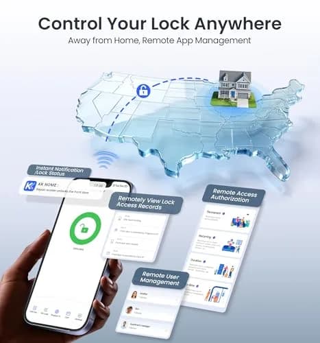 Veise VE027 WiFi Smart Lock Fingerprint Keyless Entry Deadbolt Matte Black | BHMA Grade 3 Certified, 40+ Year Durability thumbnail 4