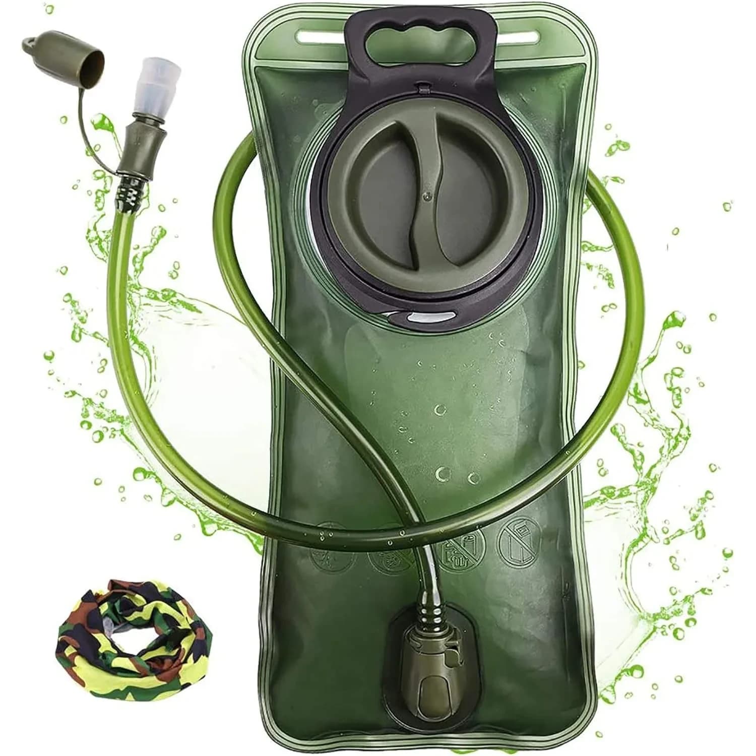 CHERAINTI 2.5L Hydration Bladder | Leak-Proof Water Reservoir for Backpacks, Green
