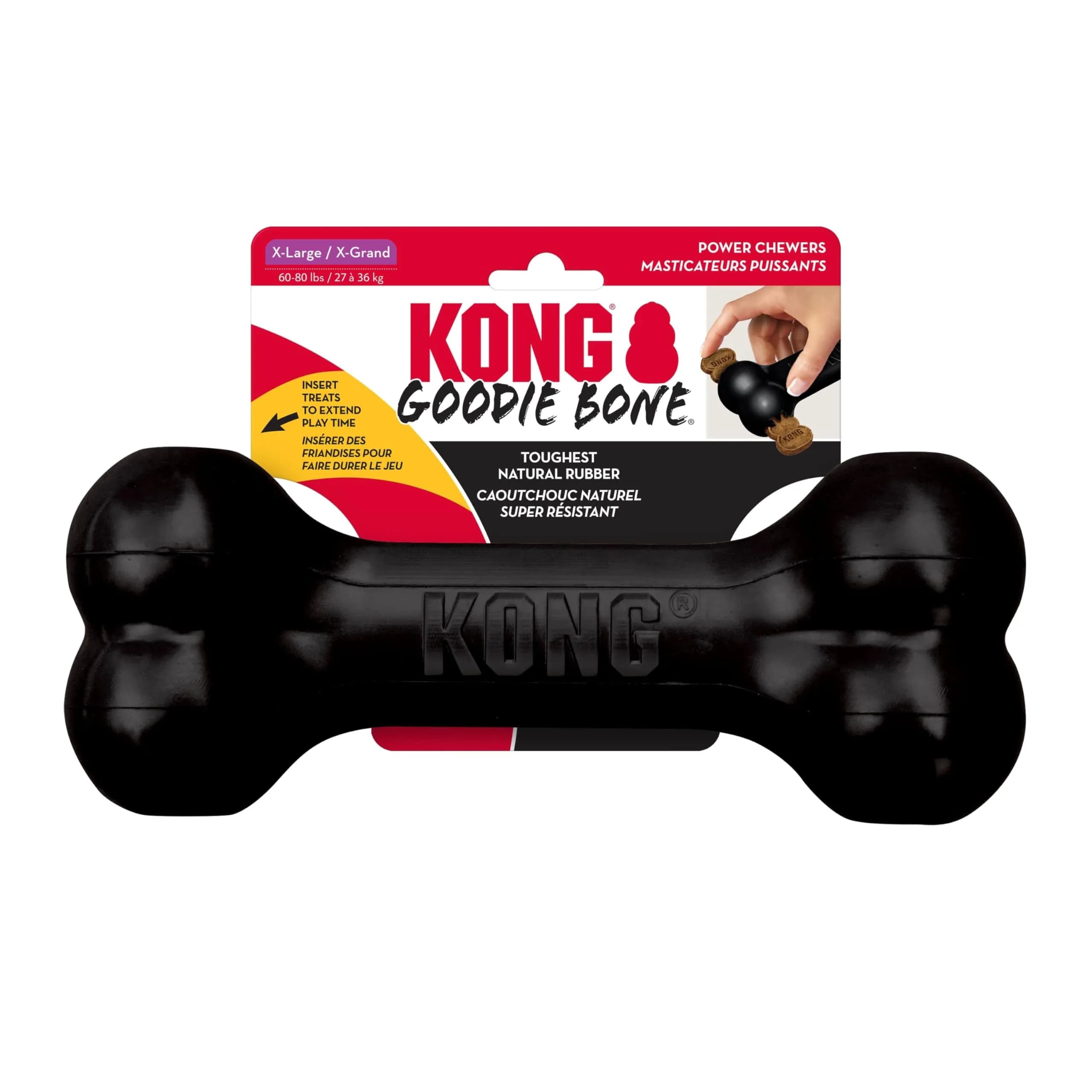 KONG Extreme Goodie Bone Natural Rubber Dog Toy for Extra Large Dogs | Power Chewers, Treat Stuffing, USA-Sourced — XLarge