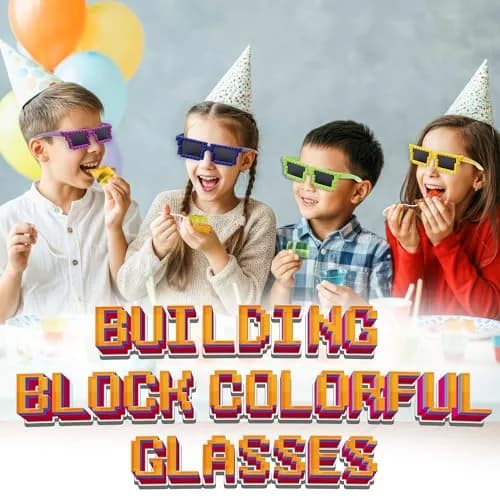 Bedwina Building Blocks Glasses - Pack of 24 | Neon Party Favors for Kids thumbnail 3