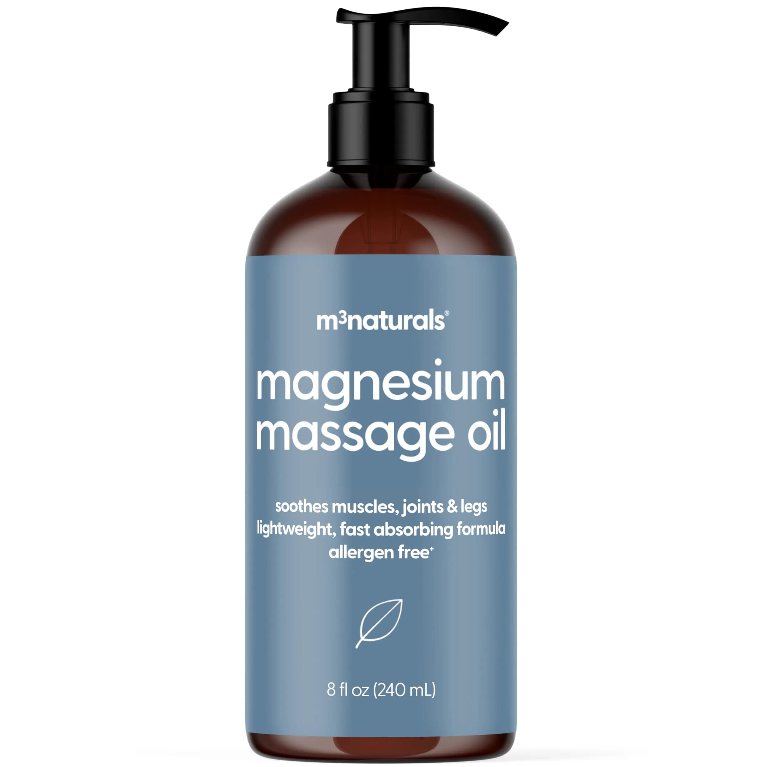 M3 Naturals Magnesium Massage Oil 237ml (8 Fl Oz) | Relieves Sore Muscles & Promotes Sleep