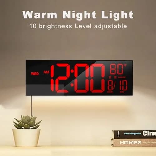 JALL 16" Large Digital Wall Clock with Alarm & Timer | Big LED Display, DST, Temperature, Night Light, Plug-in for Living Room & Classroom thumbnail 7