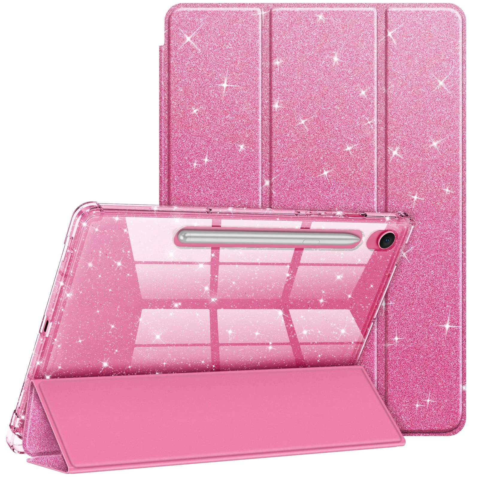 FINTIE Sparkly Glitter Case for Samsung Galaxy Tab S10 Lite/S10 FE/S9 FE 10.9" | Glamorous Protection & Stand — Pink