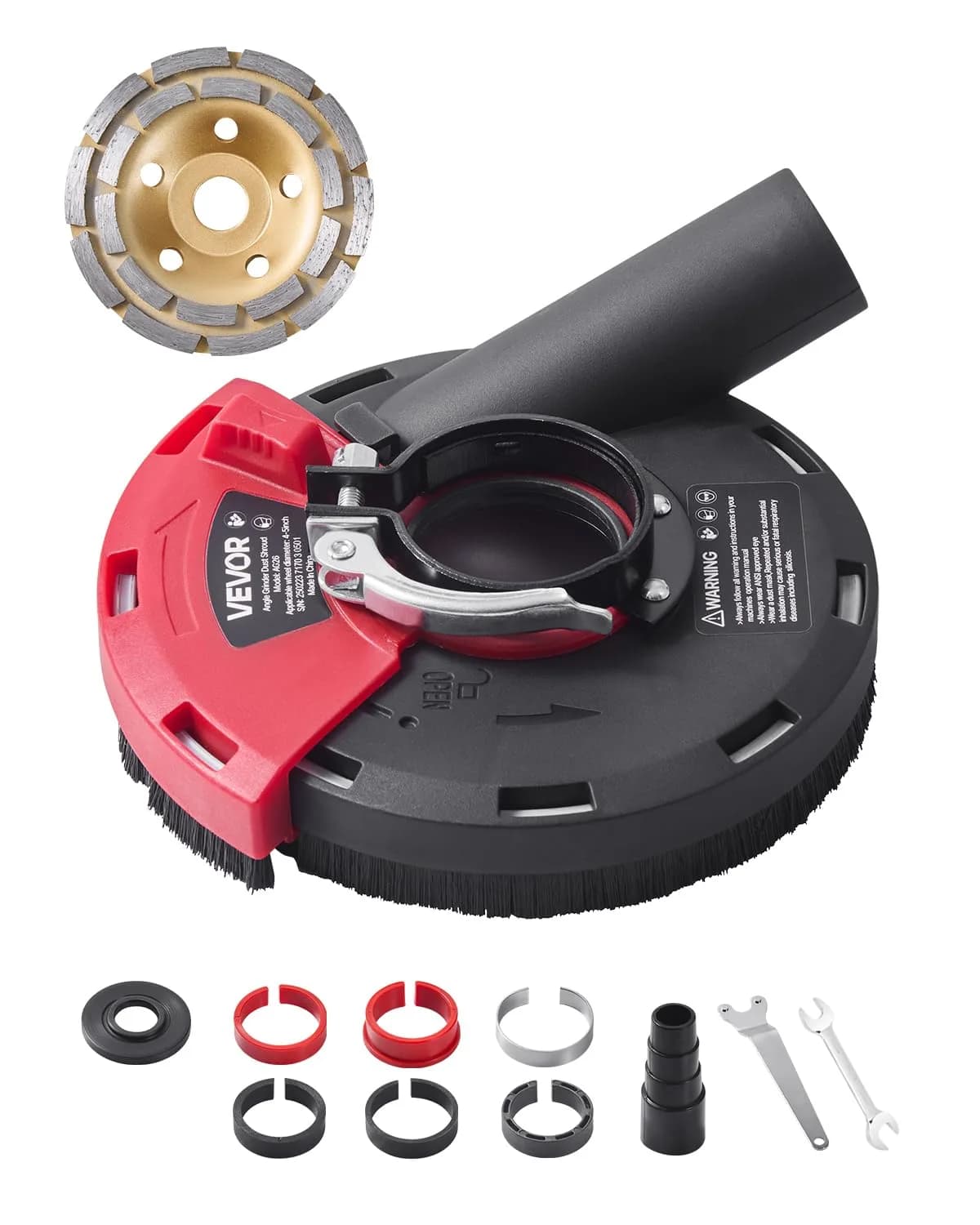 VEVOR Angle Grinder Dust Shroud with 5-inch Diamond Wheel & Vacuum Adapter | 1.02 kg (2.25 lb) - main product image