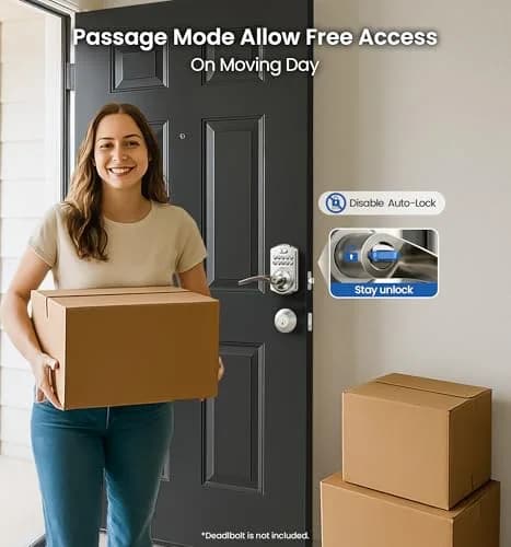 Veise KS04 Keypad Door Lock with Zinc Alloy Handle, Satin Nickel, 1.5 kg (3.06 lb) | Keyless Entry for Front Doors, Apartments, Offices thumbnail 4