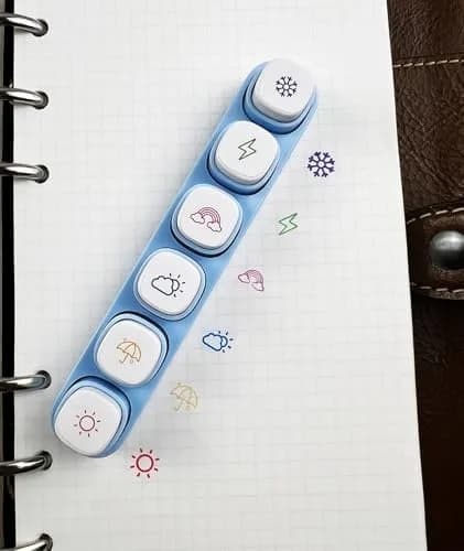 ZMLSED 6-in-1 Self-Inking Planner Stamp Set - Weather Icons, 10mm Stamps | For Bullet Journaling & Scrapbooking thumbnail 5
