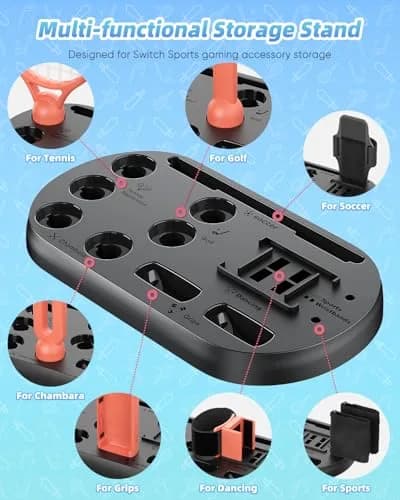 MENEEA Switch Sports Accessories Bundle with Organizer Station for Nintendo Switch 2/1/OLED | 2-Player Pack thumbnail 3