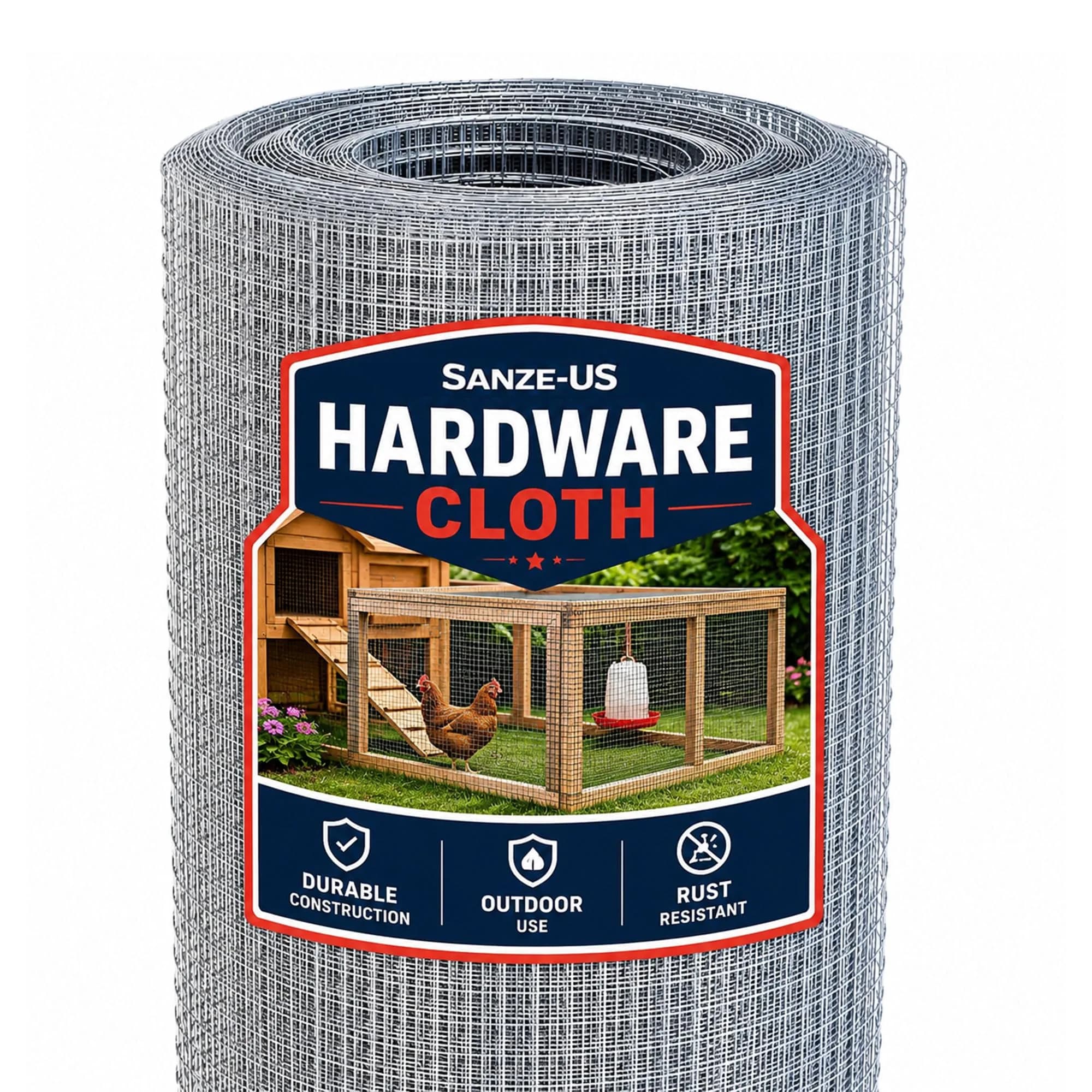SANZEUS Hardware Cloth 1/2 Inch 24in x 50ft | Durable Galvanized Steel Mesh for Garden & Poultry - main product image