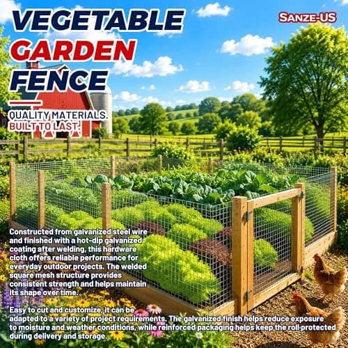 SANZEUS Hardware Cloth 1/4 Inch 24in x 50ft | Durable Galvanized Steel Mesh for Garden & Animal Protection thumbnail 4