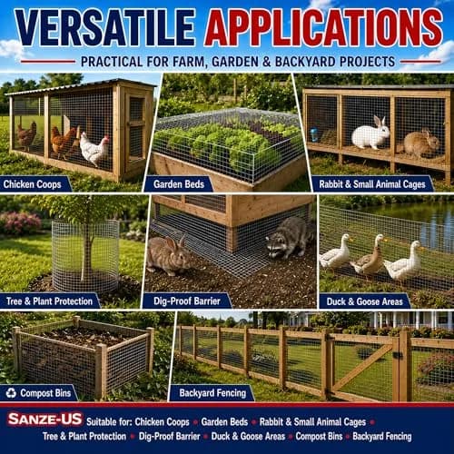 SANZEUS Hardware Cloth 1/4 Inch 24in x 50ft | Durable Galvanized Steel Mesh for Garden & Animal Protection thumbnail 5